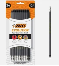 BIC Evolution Next Generation Pencil, #2 HB Lead, Gray Barrel, 24 Pack