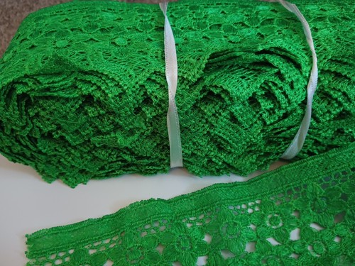 3" breite bestickte Borte 3 Farben Blumen Venedig Spitzenborte Guipure Meterware - Bild 12 von 13