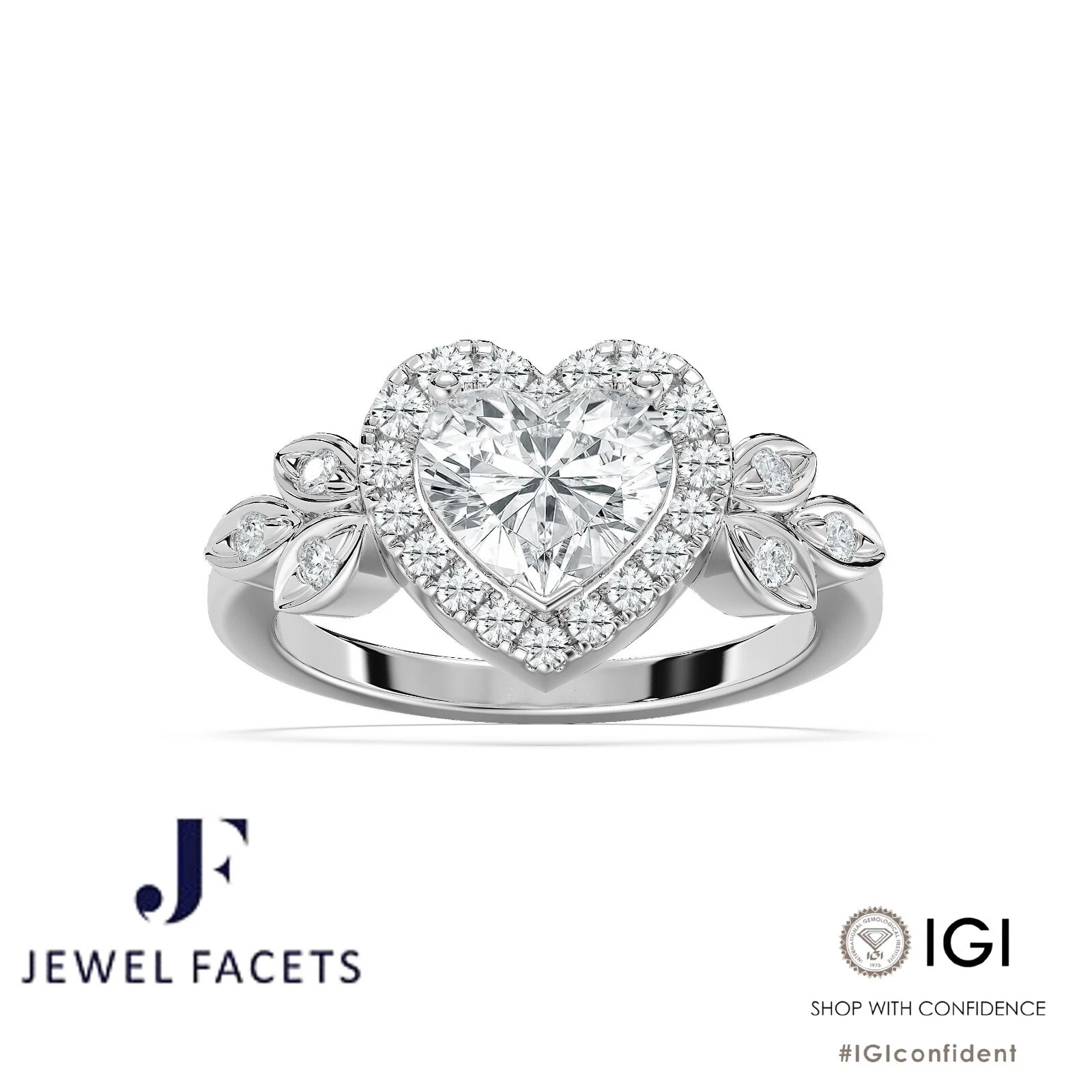 1.84 Ct F VS Heart Diamond Engagement Ring IGI Certified Lab Grown 14k Gold image-2