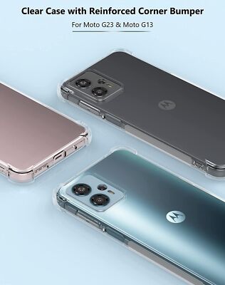 thumbnail: ESTH® Motorola Moto G13/G23 Hoes - Hybride Siliconen & PC, Militaire Bescherming, Valbestendig (Lichtblauw)