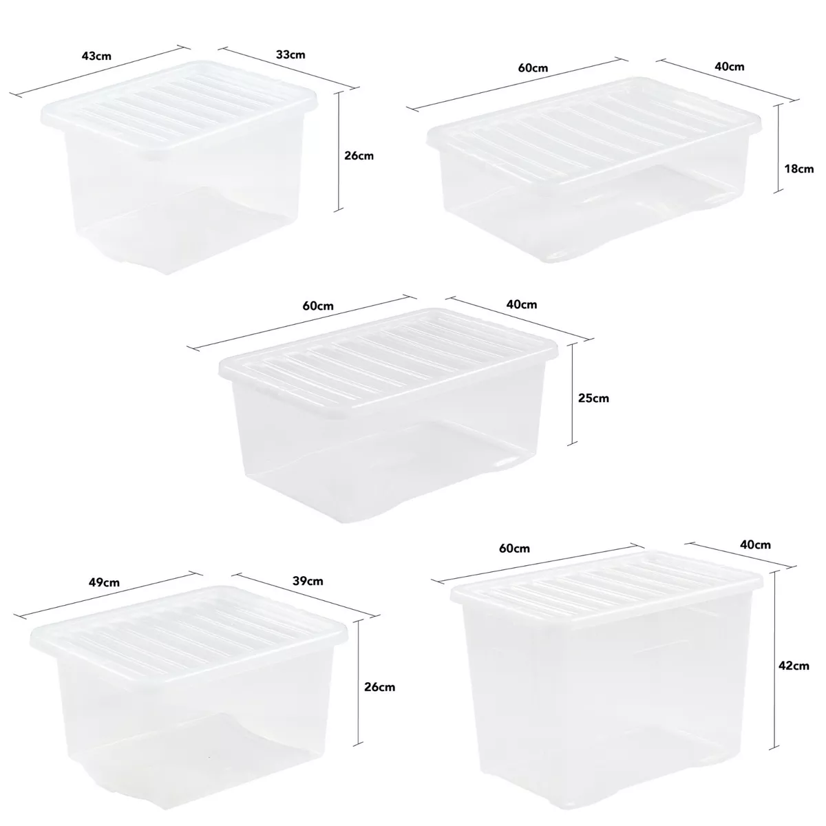 Wham Large Crystal Stacking Plastic Storage Box Container + Clear Clip Lid  Home