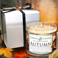 Autumn, Scented Soy Wax Candle, 3-Wick, Handmade, Fall Candles  Holiday Candles