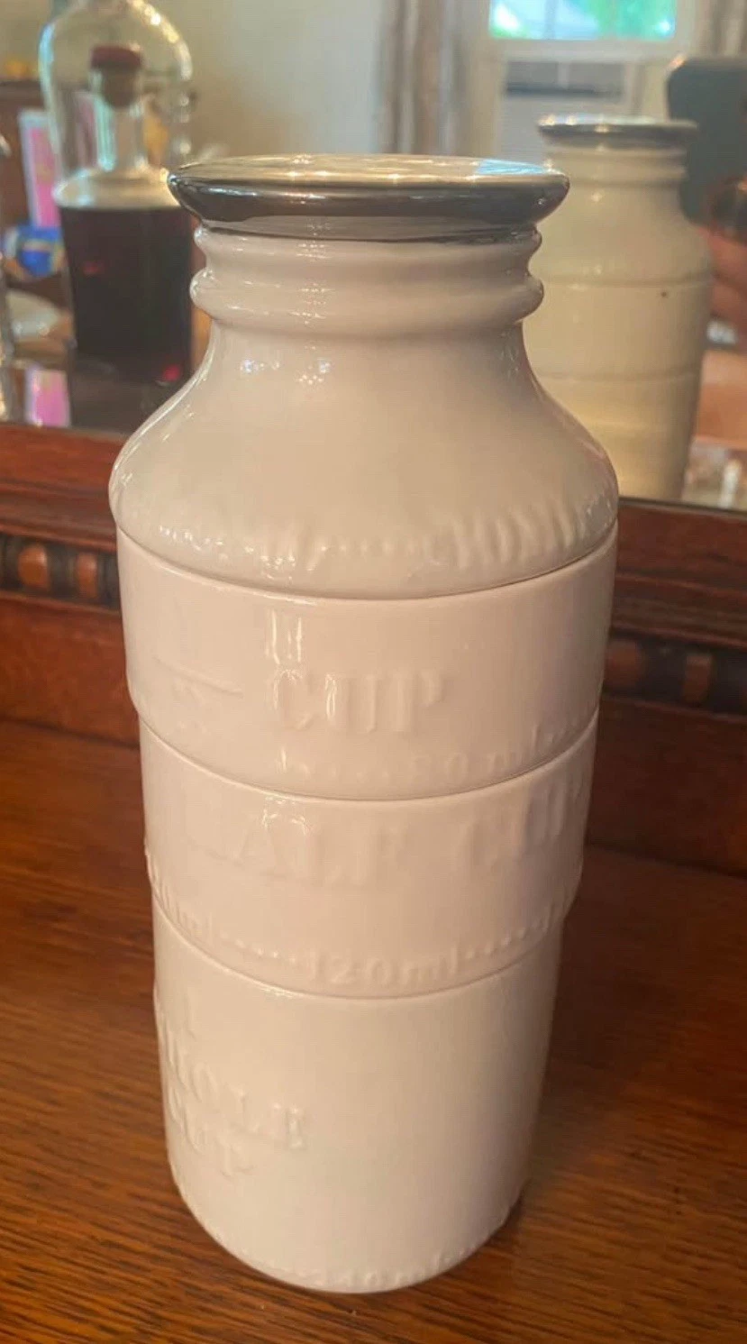 Anthropology Stoneware Ceramic Milk Bottle Stacked Measuring Cups
