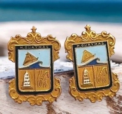 Vintage Entenmann Gold Filled Cuff Links Nautical Theme Enamel Ornate 1/20 12k 