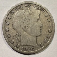 1906-D Barber Half Dollar Silver Better Grade Full Motto Rev Great Album Coin