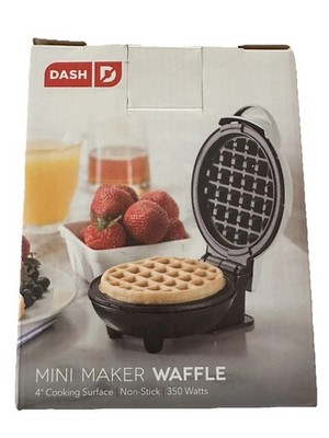 Dash Waffle Mini Maker   Brand New   Non-Stick   4  White   Recipe Book