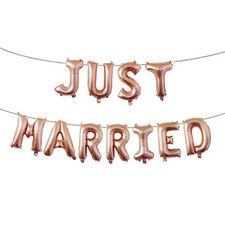 JUST MARRIED Banner Balloon For Wedding Engagement Party Decoration(Rose Go HEN