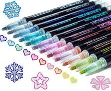 Glitter Markers Self Outline Pens Metallic: 12 Shimmer Tween Teen Girl Gifts Tre