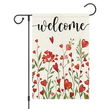 Valentine's Day Garden Flag - Double-Sided Love Heart Burlap Decoration 12x18