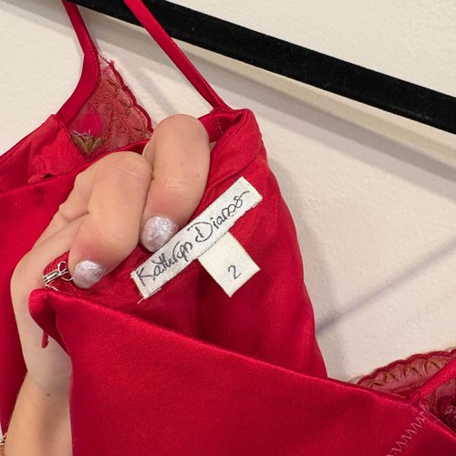 Kathryn Dianos bestickt Spitze Netz Korsett Top rot 2 - Bild 9 von 10