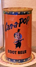 1950S CAN-A-POP FLAT TOP ROOT BEER SODA CAN CANAPOP BEVERAGE SHERIDAN WYOMING