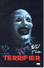 Mike Giannelli, Marie Maser Cast X3 signed Poster Terrifier Art the Clown JSA
