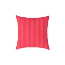 Pink and Orange Vertical Stripe Square Pillow | Bright Striped Throw Pillow