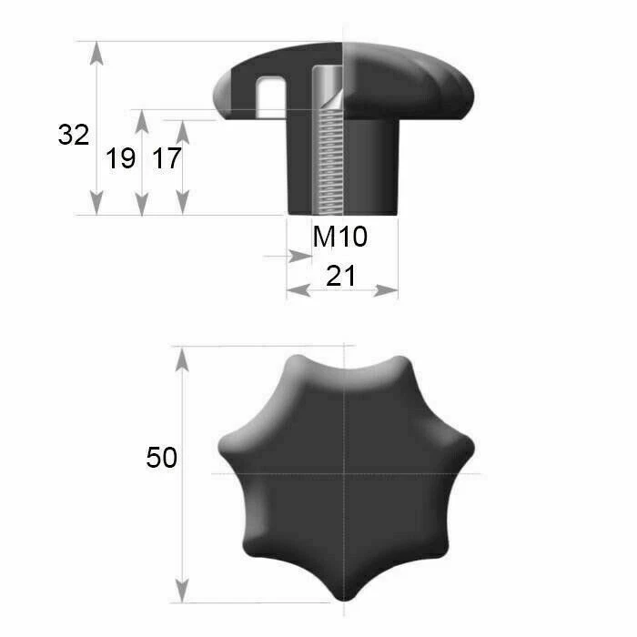 Sterngriff Mutter M6/M8/M10/M12/M16 Kreuz Dreh Griff Rändelmutter Sternmutter Y - Bild 4 von 4