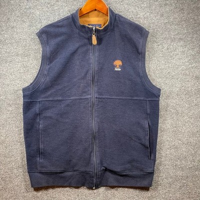 Straight Down Fleece Golf Vest Men's Large Full Zip Oak Tree Made In USA READ
