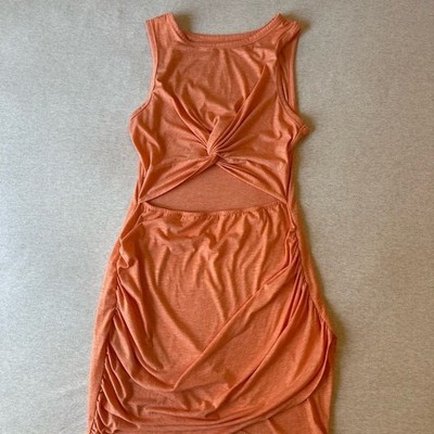 Chic Twist-Front Dress in Orange