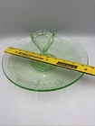 Vintage Depression Uranium Green Glass Dessert Serving Plate w/Handle