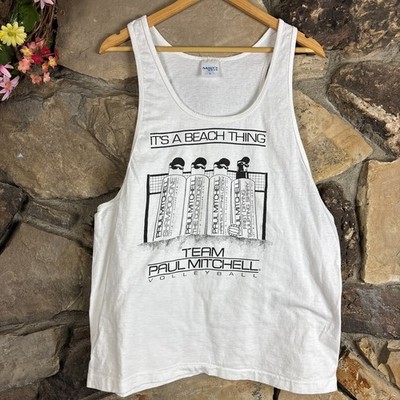 Vtg 90s Paul Mitchell Volleyball Hair Products It's a Beach Thing Tank Top Large
