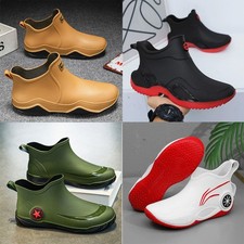 Mens Wellington Rain Boots Outdoor Garden Wellies Boots Short Ankle Shoes Size