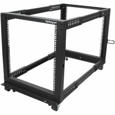 StarTech 12U Adjustable Depth Open Frame 4 Post Server Rack w/ Casters