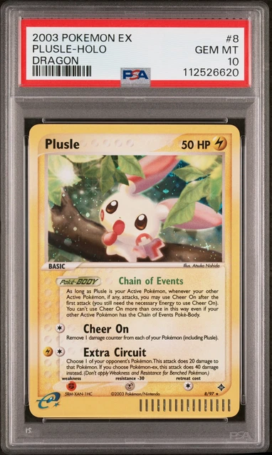 2003 POKEMON EX DRAGON #8 PLUSLE-HOLO PSA 10