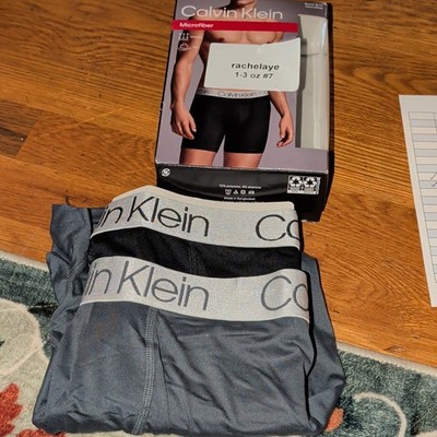 Calvin Klein Men's Microfiber Medium Boxer Briefs 2Pk M Black & Gray