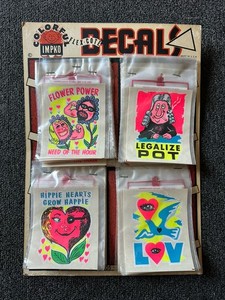 1960s Imko Hippie Decals Display Flower Power Love Legalize Pot Psychedelic Rare