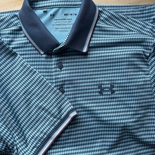 Under Armour The Playoff Polo Shirt Men  s Medium Diamond Print Loose Fit Stretch
