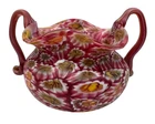 Antique Fratelli Toso Murano Glass Double Handle Mini Bowl Murrine Millefiori