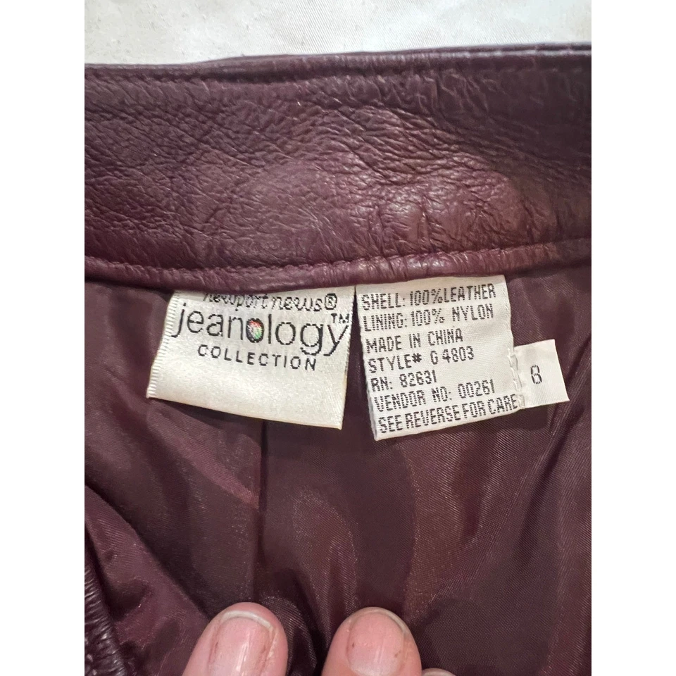 Pantalones de cuero vintage Newport News Jeanology Collection para mujer talla 8 borgoña Foto 2 de 4