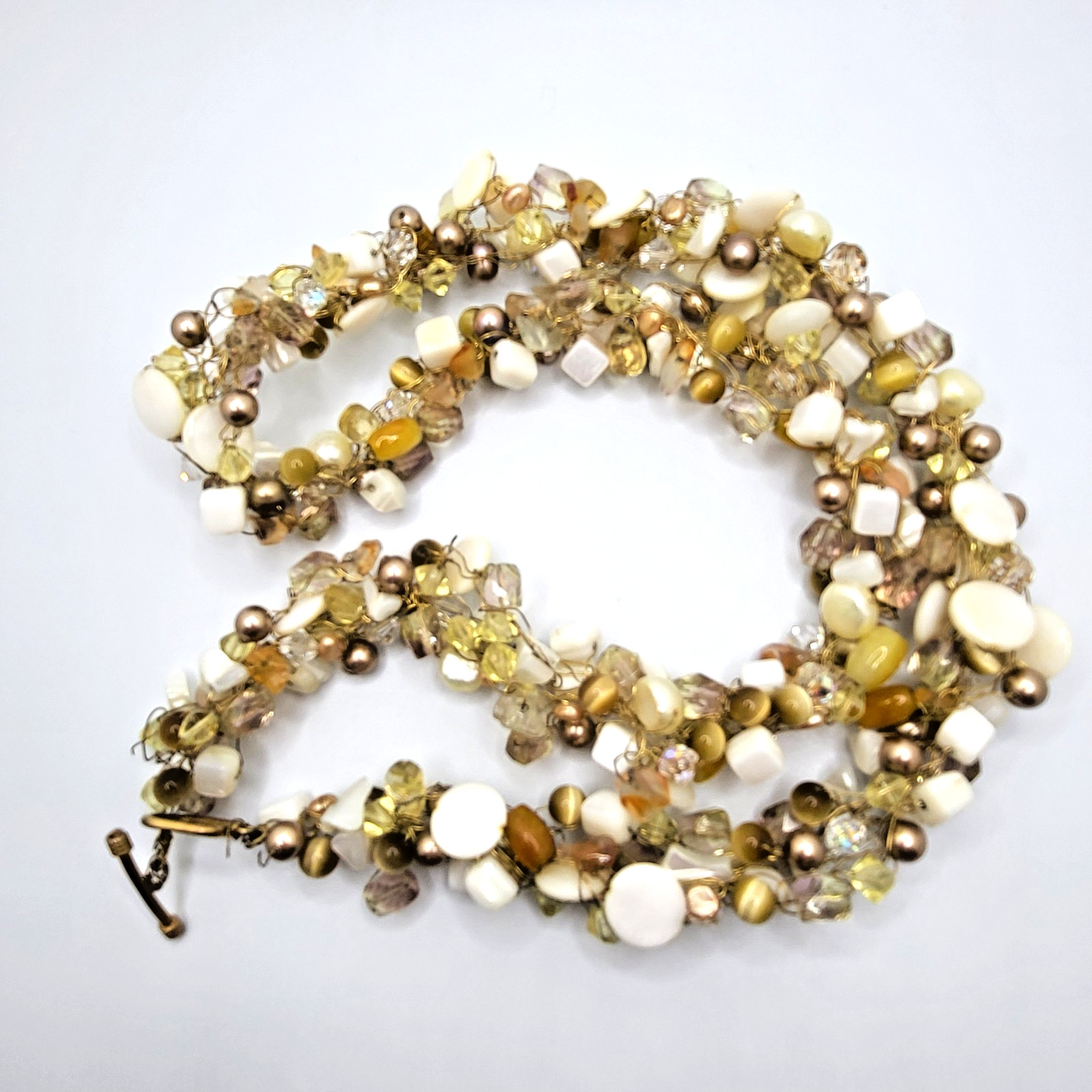 Chunky Cluster Statement Necklace Wire Wrapped Gl… - image 1