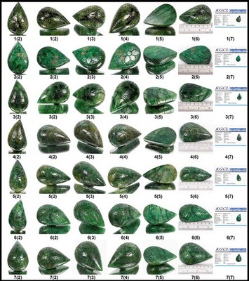1.57 Kilo Huge Natural Green Emerald - Hand Carved Pear Shape Certified 7 Pc Lot