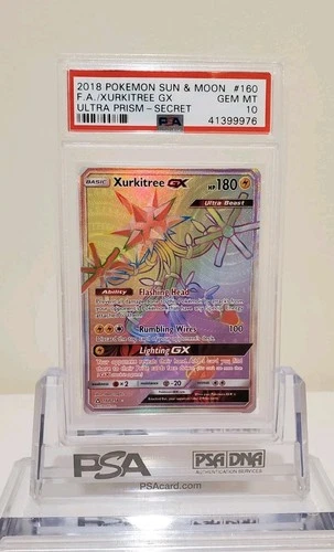 2018 PSA 10 Xurkitree GX FA FullArt Rainbow Secret Rare 160 Pokemon Ultra Prism