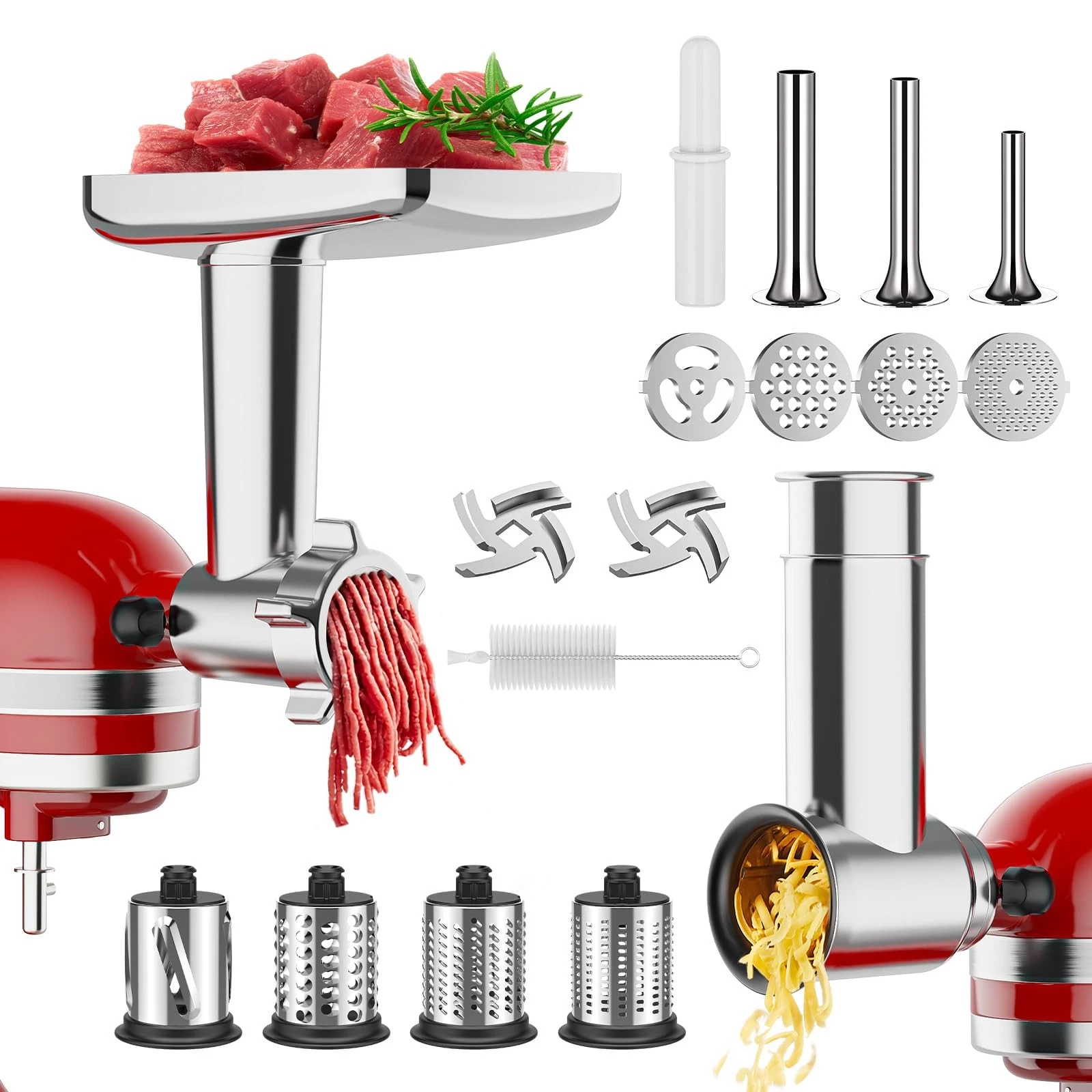 Meat Grinder & Cheese Grater Attachment for KitchenAid Stand Mixer, Meat Grin...