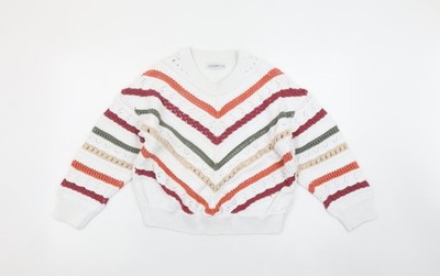 Gallery Damen Strickpullover bunt gestreift V-Ausschnitt XS