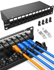 12 Port Keystone Patch Panel CAT6 Rackmount 1U 10 Inch Network Cable Manager