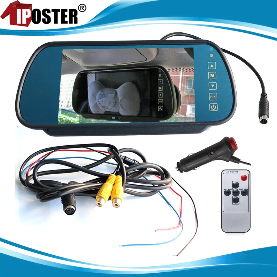TFT-LCD 7" Rear View Mirror Monitor 800x480 DC12-24V 2CH For Truck Caravan RV - Image 4 of 4