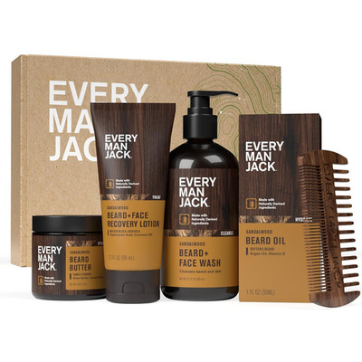 Beard Essentials Gift Set for Men   Complete Routine with 5 Full-Size Essentials