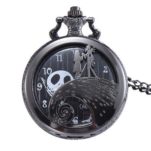Analog Halloween Night Before Christmas Quartz Pocket Watch Retro Gothic Gifts - Picture 22 of 29