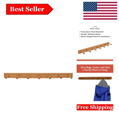 Compact 7-Hook Bamboo Wall Mount Coat Rack - Maximize Your Space Elegantly