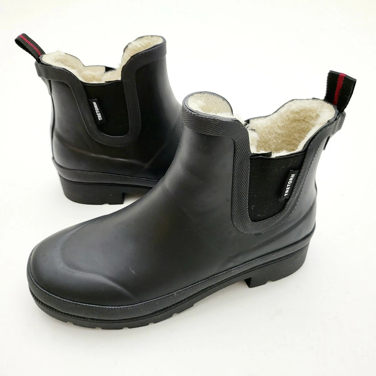 Tretorn Lina Womens Chelsea Rain Boots Black Rubber Womens Size 8