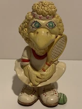 Vintage Tennis Player Girl Duck Bank Small World Imports 1984 Rare Plastic 7"