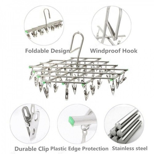 35 Pegs Stainless Metal Sock Underwear Clothes Outdoor Dryer Laundry Hanger - Picture 7 of 9