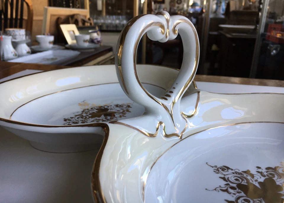 Plato De Frutas De Porcelana Con Pintura En Oro Wohl Silesia Alrededor De 1880 - Imagen 2 de 4