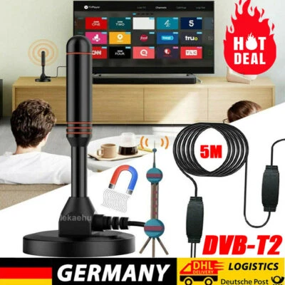 MARKENLOS DVB-T2 FULL HD TV antena terrestre activa DAB antena de interior 30dbi + cable 5M