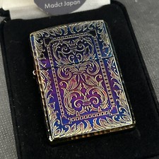 Armor 5 Sides Arabesque Engraved Antique Brass Zippo MIB Rare Velour Case