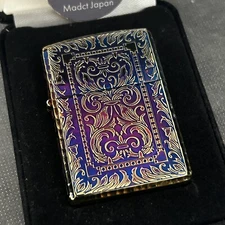 Armor 5 Sides Arabesque Engraved Antique Brass Zippo MIB Rare Velour Case