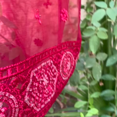 Pakistani Deep Red Straight Style Embroidered Sequins 3pcs Chiffon Dress,X-Large  | eBay