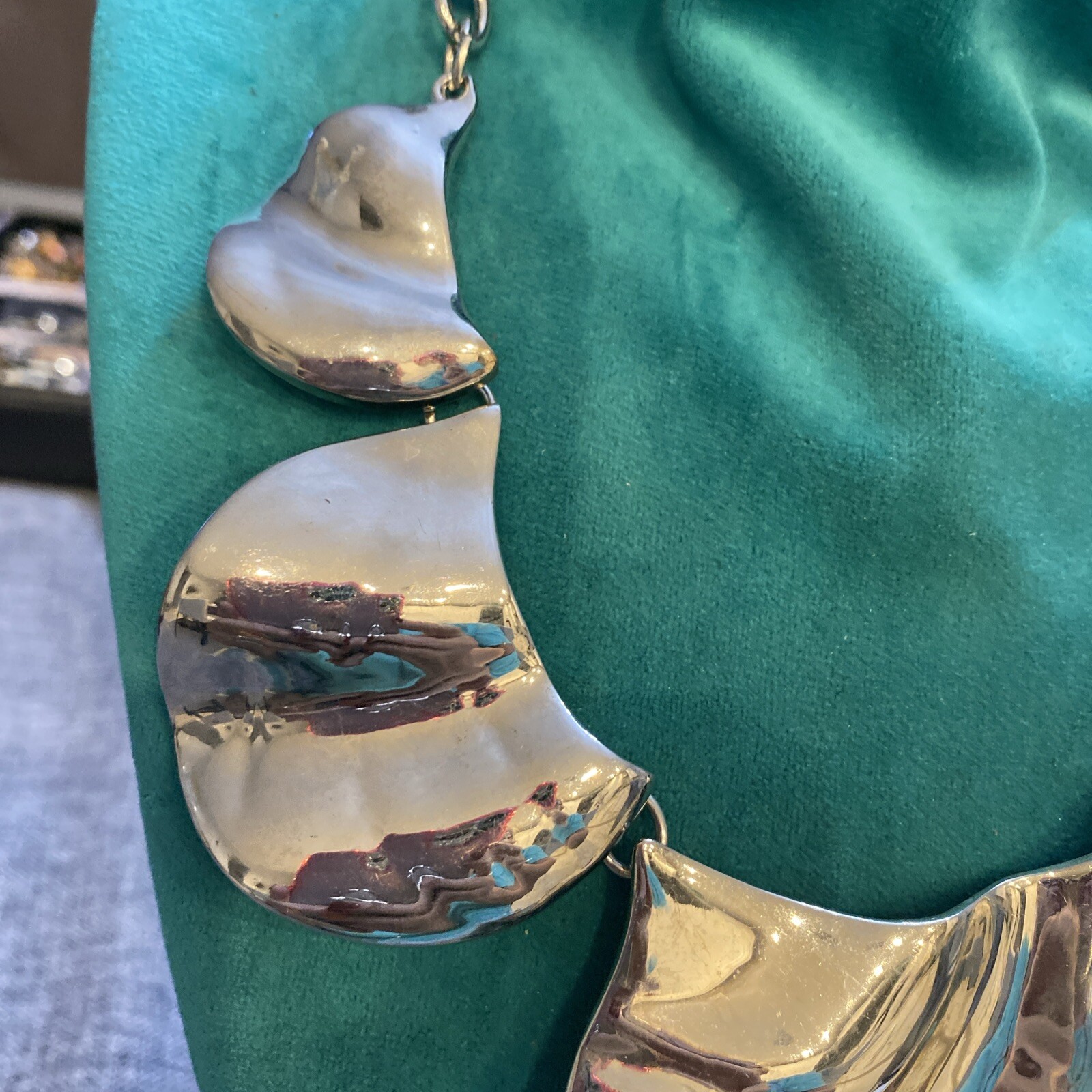 CHICO’S Shiny Silvertone Statement Adjustable Nec… - image 2