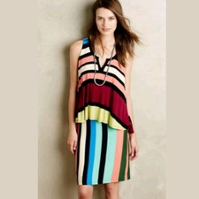 NWT Anthropologie LAYERED DAVINA DRESS Sz S Striped Jersey Anytime Dress